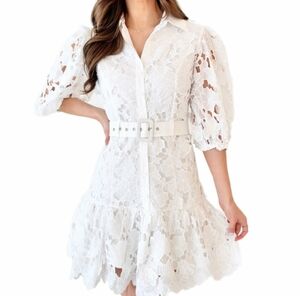 Bliss White Cut Out Buttoned Mini Dress